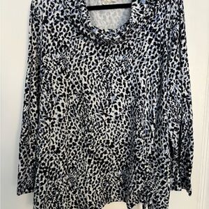 Emaline Leopard Print Cowl Neck Women's Top3X